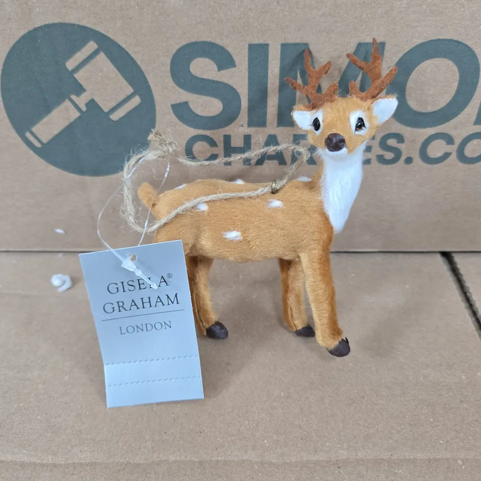 12 X GISELA GRAHAM FAUX FUR REINDEER TREE DECORATIONS 