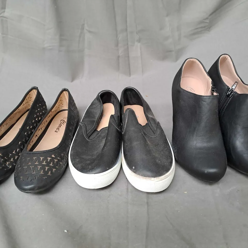 BOX OF APPROXIMATELY 10 PAIRS OF ASSORTED SHOES IN VARIOUS STYLES, COLOURS AND SIZES