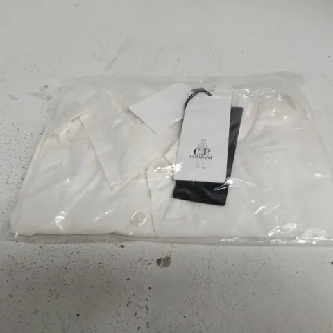 CP COMPANY EMBROIDERED LOGO SHIRT – GAUZE WHITE, LARGE