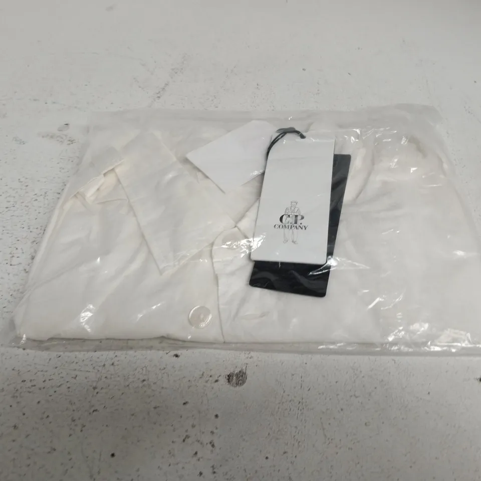 CP COMPANY EMBROIDERED LOGO SHIRT – GAUZE WHITE, LARGE 