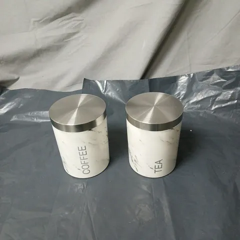 MARBLE-EFFECT CANISTER SET FOR COFFEE & TEA WITH STAINLESS STEEL LIDS (2-PIECE)