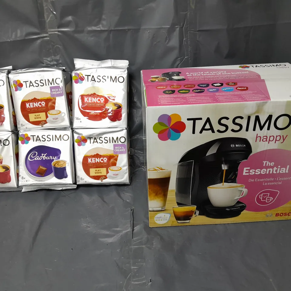 TASSIMO HAPPY POD COFFEE MACHINE & KENCO PACKETS