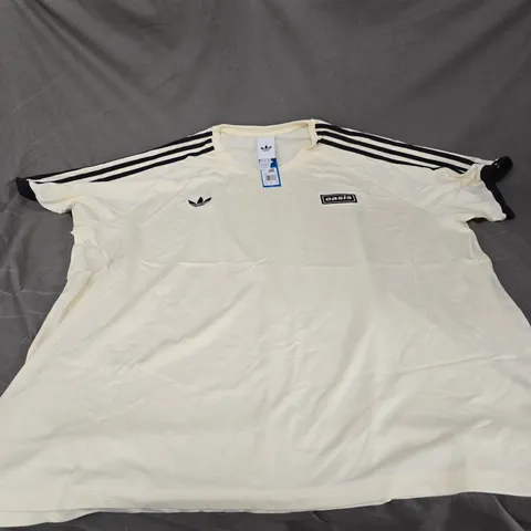 ADIDAS ORIGINALS 3-STRIPES OASIS TEE – UK 4XL, CREAM/OFF-WHITE