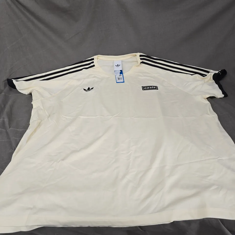 ADIDAS ORIGINALS 3-STRIPES OASIS TEE – UK 4XL, CREAM/OFF-WHITE