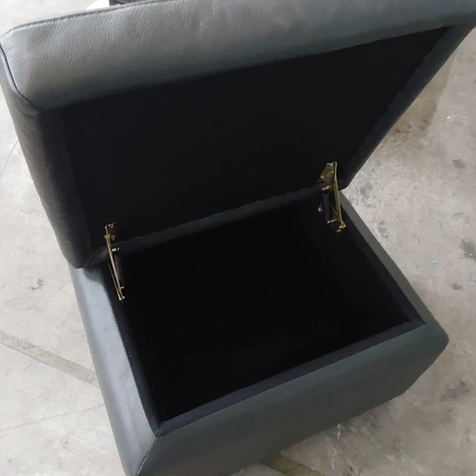 DESIGNER STORAGE FOOTSTOOL CHARCOAL LEATHER 
