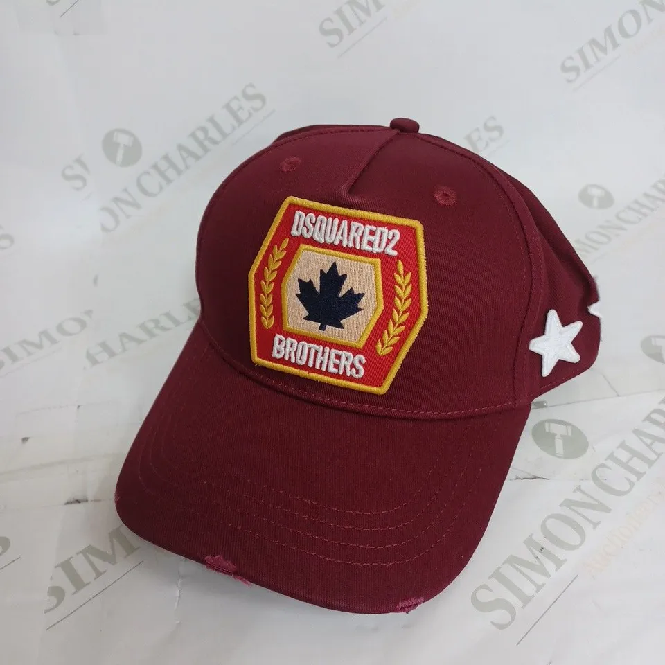 DSQUARDED 2 BROTHER PATCH MAROON CAP