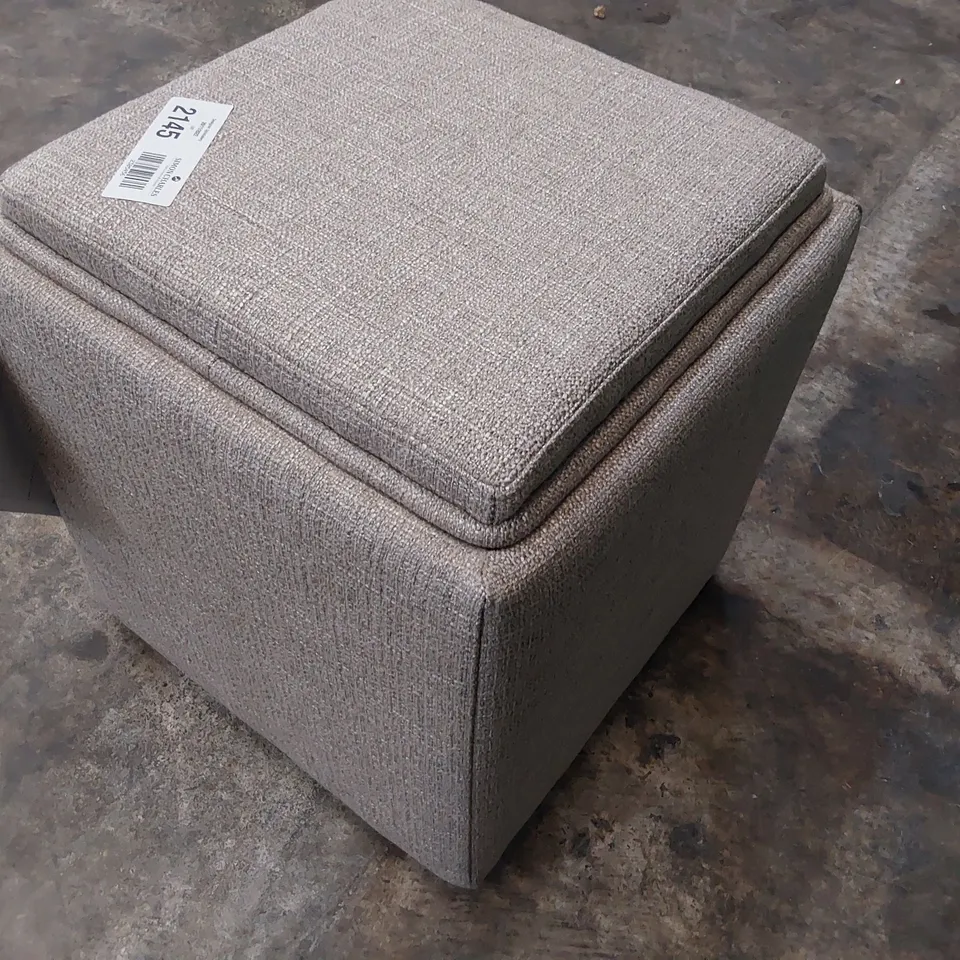 QUALITY BRITISH DESIGNER LOUNGE Co. TAYLOR STORAGE CUBE FAWN FABRIC