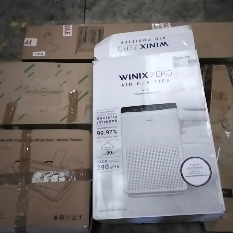 PALLET OF UNPROCESSED ITEMS TO INCLUDE LAP DESK, WINIX ZERO AIR PURIFIER, AND DRYING RACK