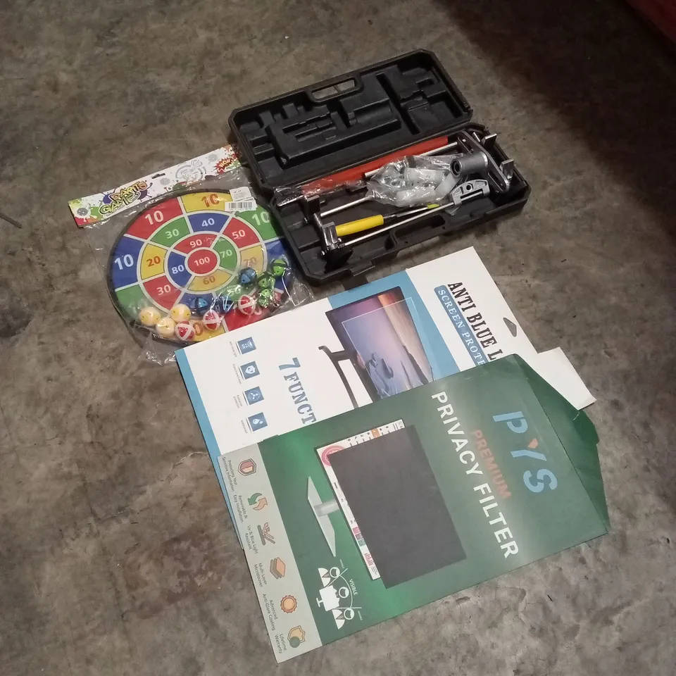 PALLET OF ASSORTED HOUSEHOLD GOODS AND PRODUCTS TO INCLUDE; DIY TOOL SET, TECHNOLOGY PRIVACY SCREENS, TOYS, BOXED FURNITURE ETC 