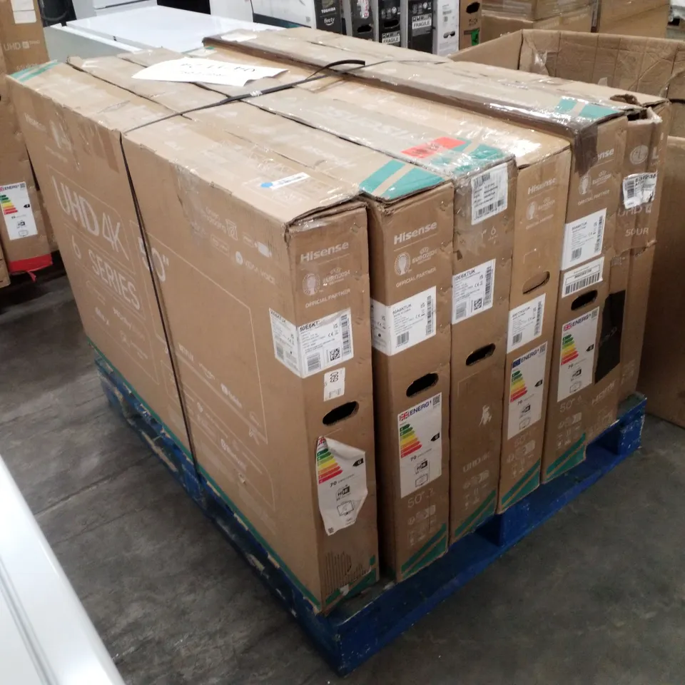 PALLET CONTAINING 7 HISENSE 4K SMART TVS 