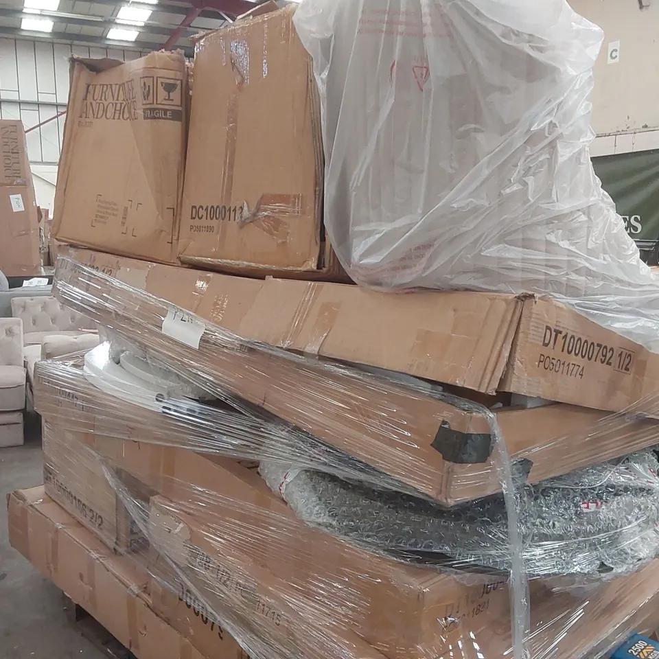 PALLET CONTAINING A VERY LARGE QUANTITY OF ASSORTED DESIGNER FURNITURE PARTS