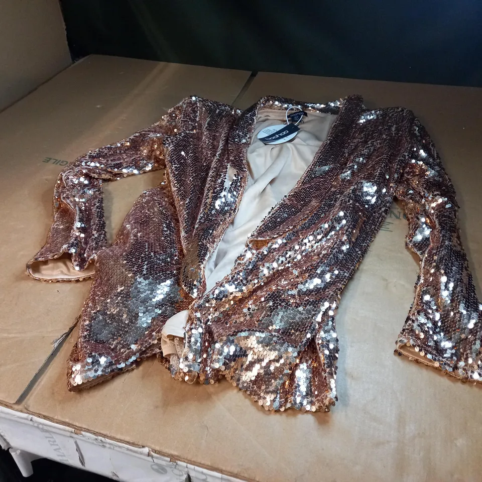 CHAMPAGNE SEQUIN TAILORED BLAZOR - SIZE 12