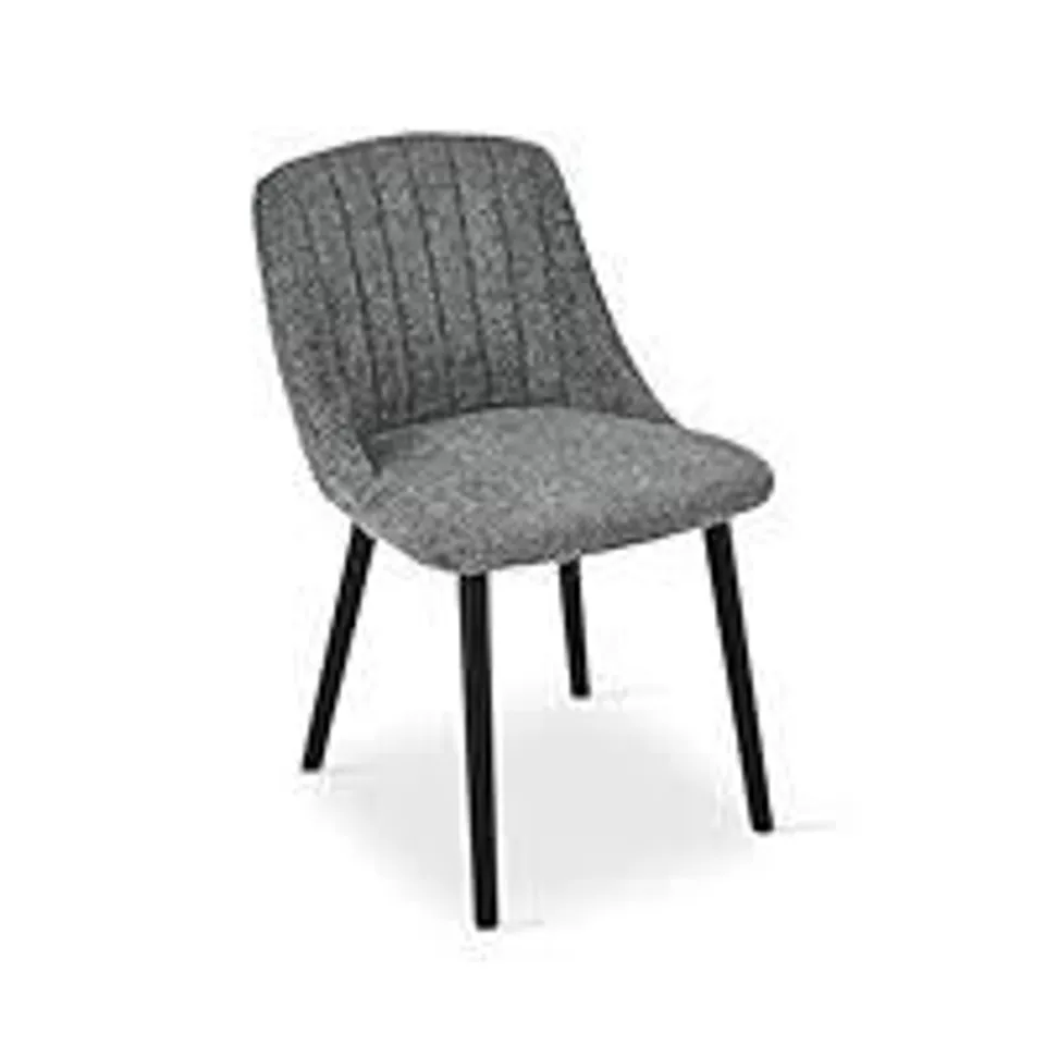 BOXED DINING CHAIRS POLYESTER CHAIRS FOR LIVING ROOM WITH WOOD LEGS KITCHEN CHAIR UPHOLSTERED, GREY-CHENILLE