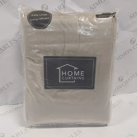 BAGGED VELOUR FULLY LINED PENCIL PLEAT ROOM DARKENING CURTAINS - NATURAL // SIZE: 165 X 229cm