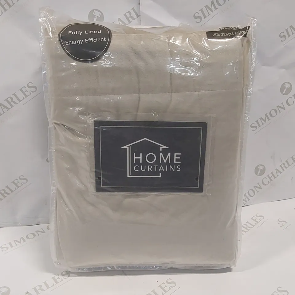 BAGGED VELOUR FULLY LINED PENCIL PLEAT ROOM DARKENING CURTAINS - NATURAL // SIZE: 165 X 229cm