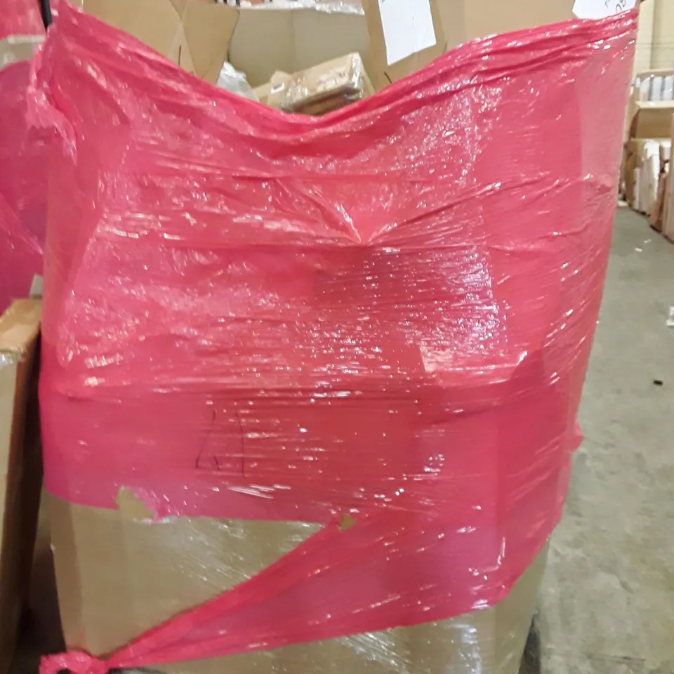 PALLET OF ASSORTED PRODUCTS INCLUDING KNITTING MACHINE, ROUND SIDE TABLE, ADJUSTABLE STRENGTH DUMBBELL, LED GLOW LIGHT, DOG BOOSTER CAR SEAT