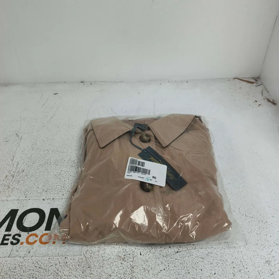 RUTH LANGSFORD BELT TRENCH COAT TAUPE SIZE 22