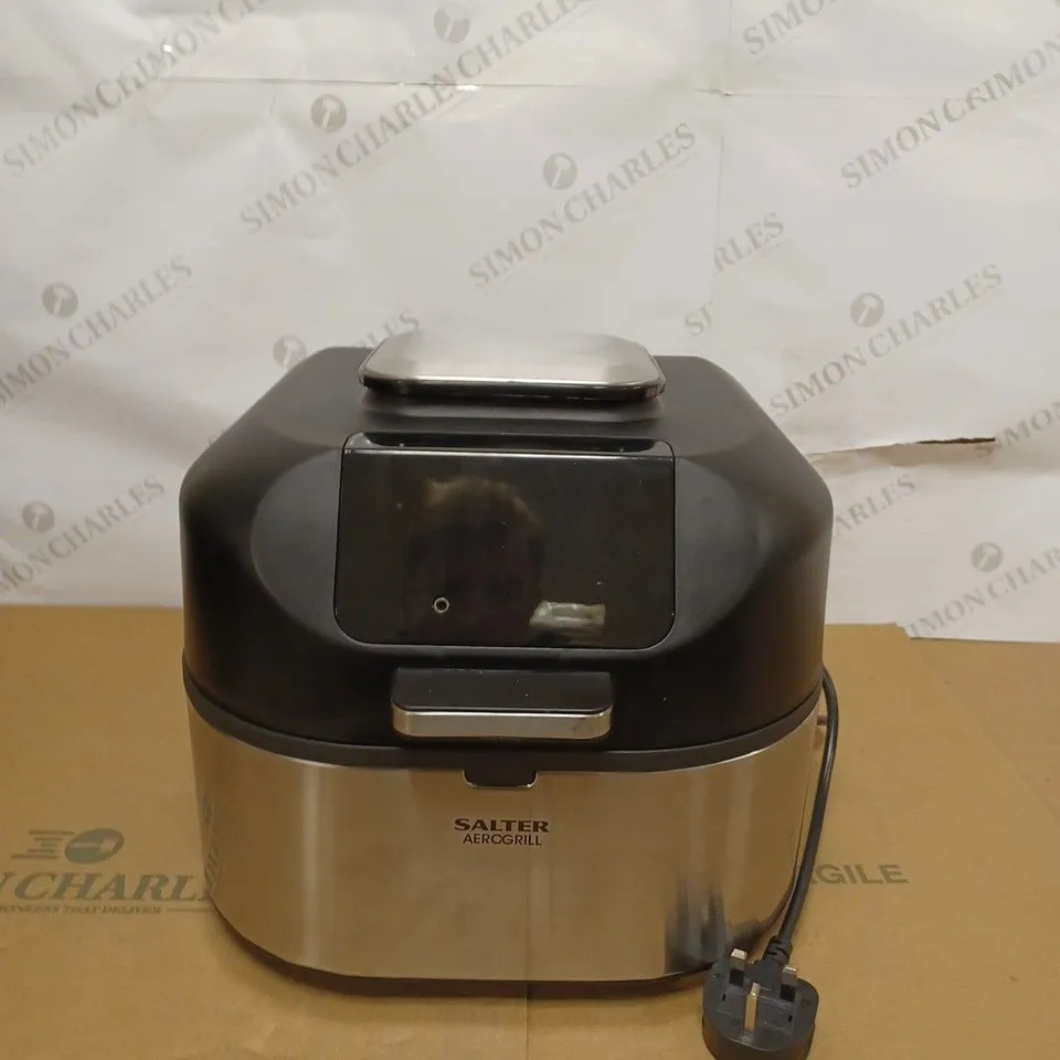 SALTER EK4549 AEROGRILL WITH TEMPERATURE PROBE & GRILL PLATE, 5 IN 1 TABLETOP MULTICOOKER & HEALTHY GRILL MACHINE, INDEPENDENTLY AIR FRY, ROAST, GRILL, BAKE & DEHYDRATE, LED DIGITAL DISPLAY, 1750W