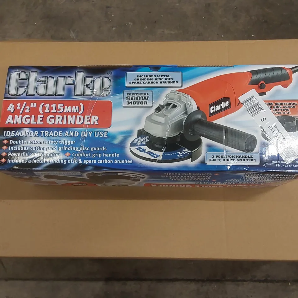 BOXED CLARKE CAG800B 800W 115MM ANGLE GRINDER (230V)