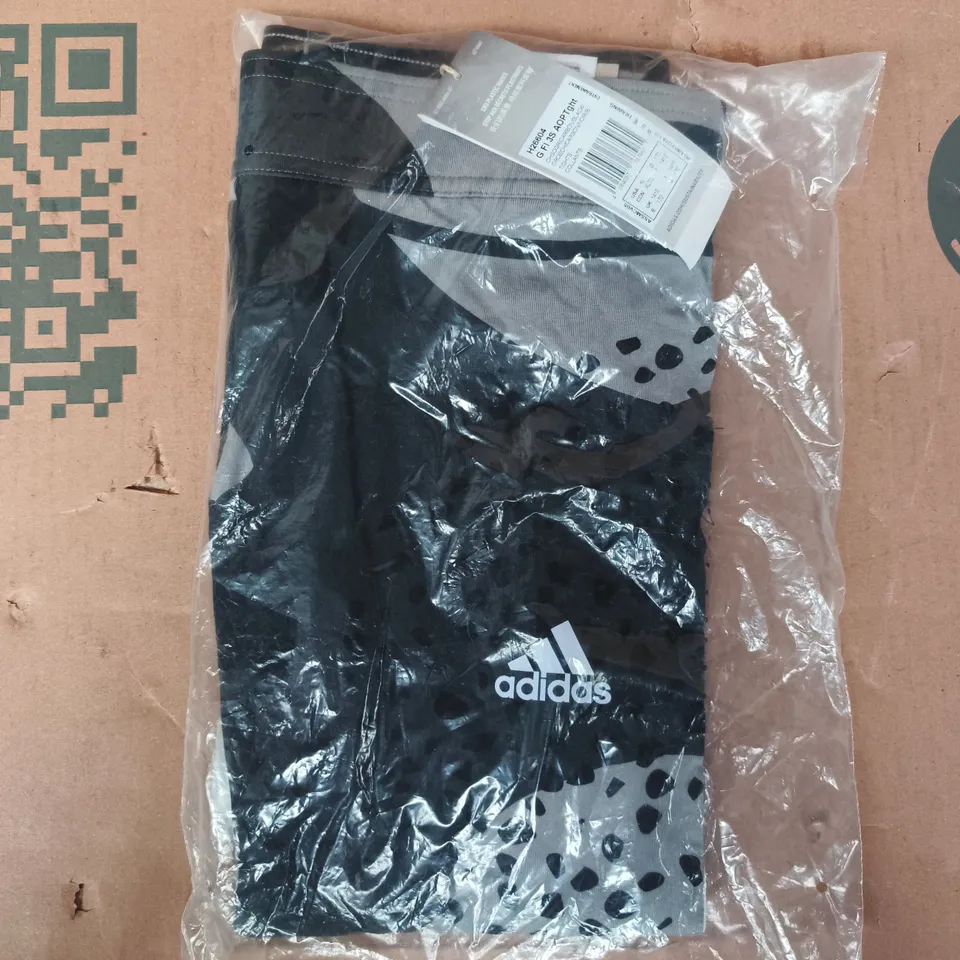 BAGGED ADIDAS KID'S LEGGINGS IN BLACK/GREY SIZE 14-15 YEARS