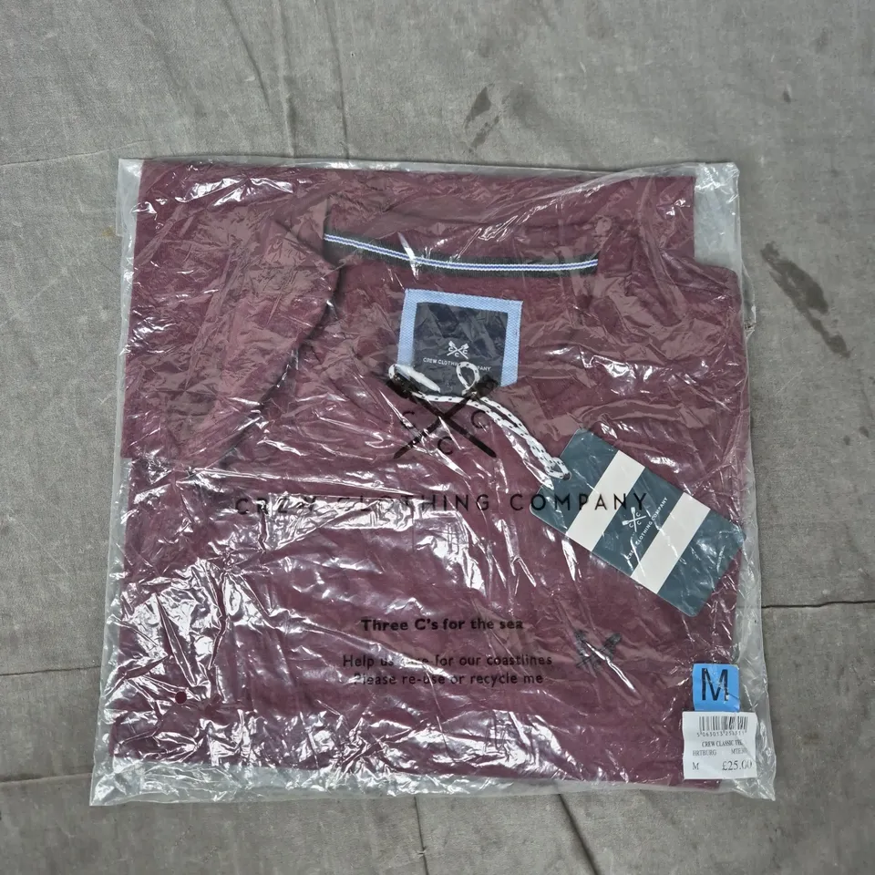 CREW CLOTHING COMPANY CLASSIC TEE – BURGUNDY, MEN'S UK M