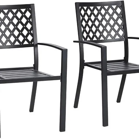 BOXED PHIVILLA METAL PATIO OUTDOOR DINING CHAIRS SET OF 2 STACKABLE (1 BOX)