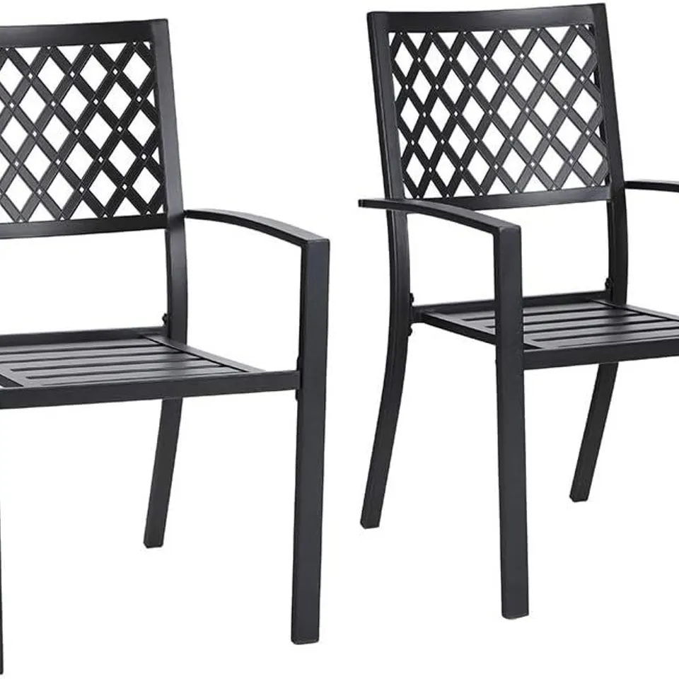 BOXED PHIVILLA METAL PATIO OUTDOOR DINING CHAIRS SET OF 2 STACKABLE (1 BOX)