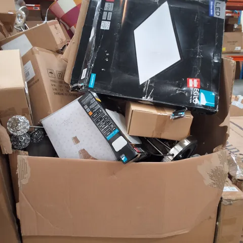 PALLET OF ASSORTED LIGHTING PRODUCTS TO INCLUDE;LED CEILING LIGHT,FLEX CEILING FITTING,TABLE LAMP,FLOOR LAMP