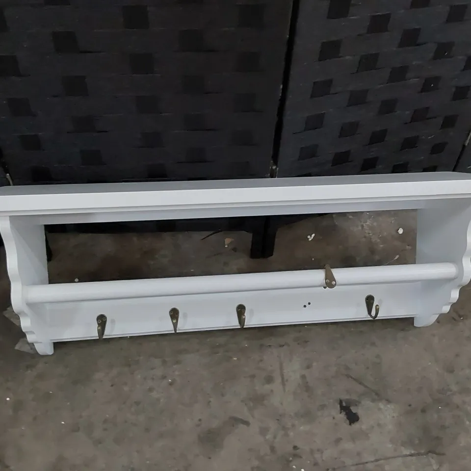BOXED 5 HOOK SHELF UNIT WHITE