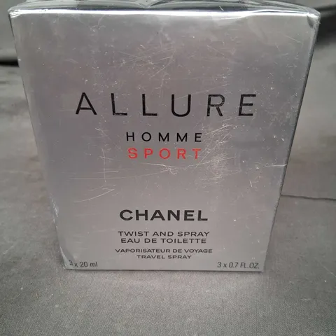 BOXED AND SEALED ALLURE HOMME SPORT CHANEL TWIST AND SPRAY EAU DE TOILETTE 3 X 20ML