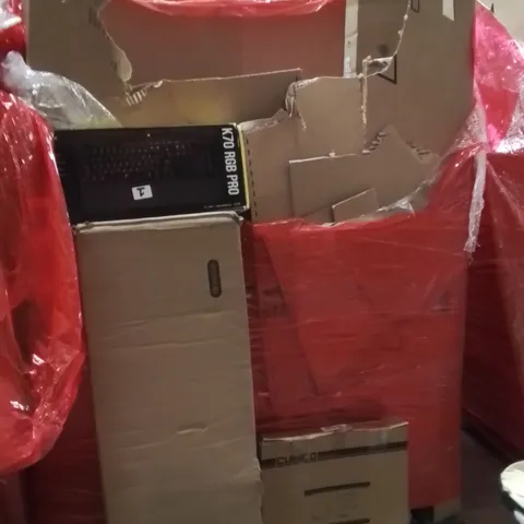 PALLET OF ASSORTED HOUSEHOLD GOODS AND PRODUCTS TO INCLUDE;DRAWERS,TOILET SEAT,RGB PRO KEYBOARD