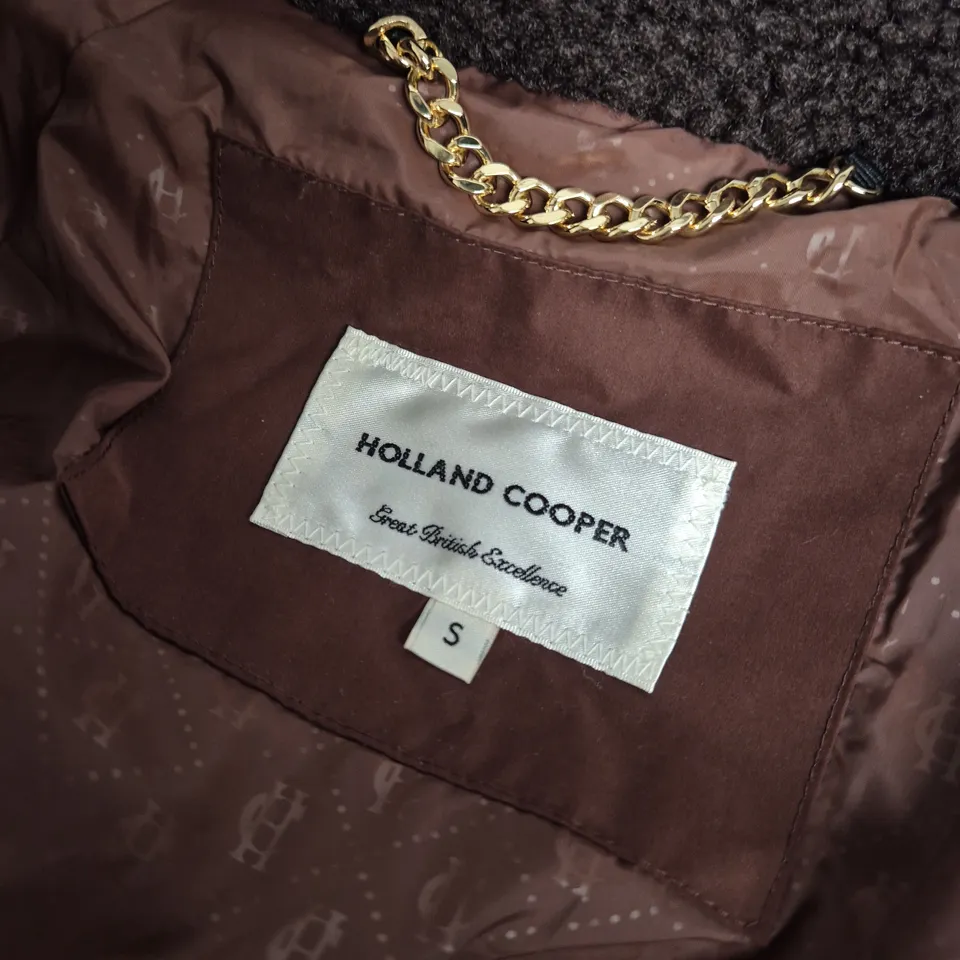 HOLLAND COOPER PADDED COAT, BROWN LONG PARKA, UK SIZE S