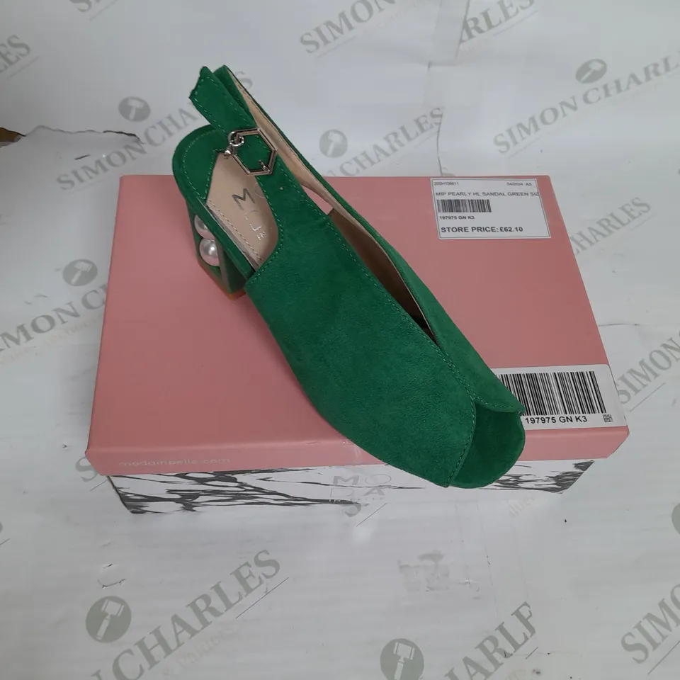 MODA IN PELLE PEARLY HEEL SANDAL IN GREEN SIZE 3