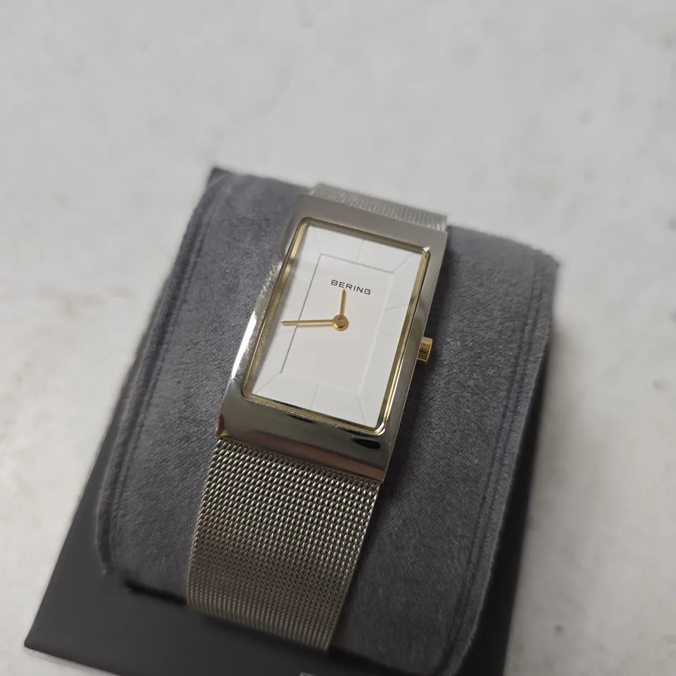 BOXED BERING CLASSIC 10222-010-S TWO-TONE SQUARE LADIES QUARTZ WATCH