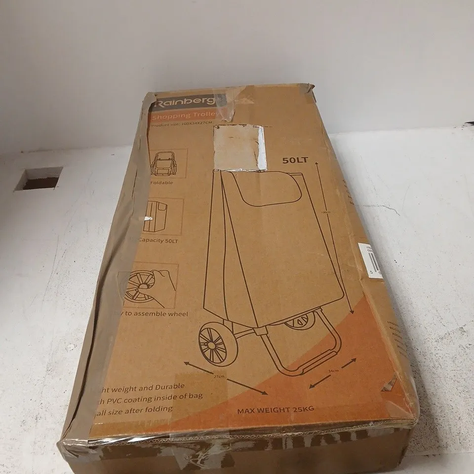 RAINBERS SHOPPING TROLLEY – FOLDABLE 50L CAPACITY (BOXED)