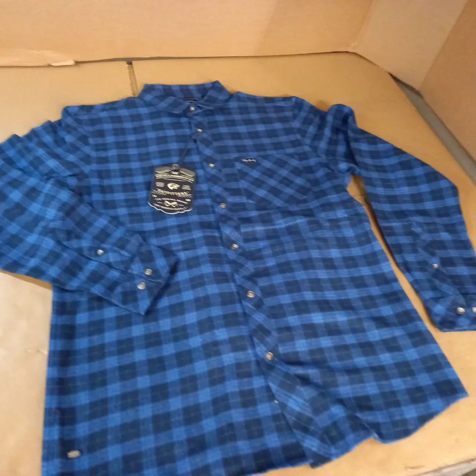 TOKYO LAUNDRY YOHO BLUE CHECK SHIRT - L