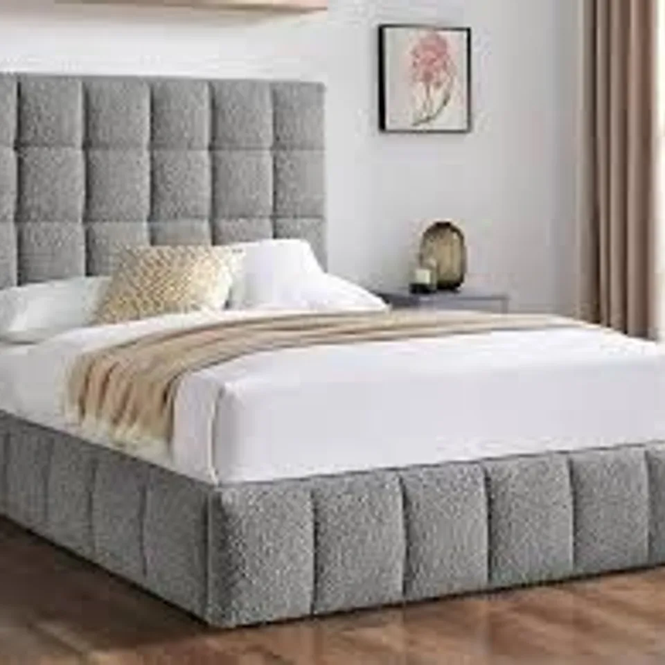 BOXED LIMELIGHT STARLA 5FT KING OTTOMAN BED FRAME, BOUCLE - DOVE GREY (3 BOXES)