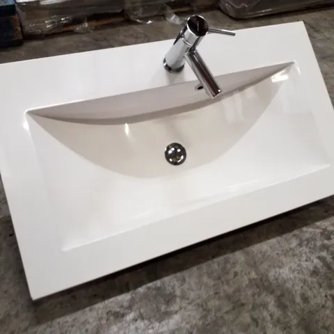BRAND NEW WHITE RESIN RECTANGULAR BASIN WITH TAP 80Γ45CM