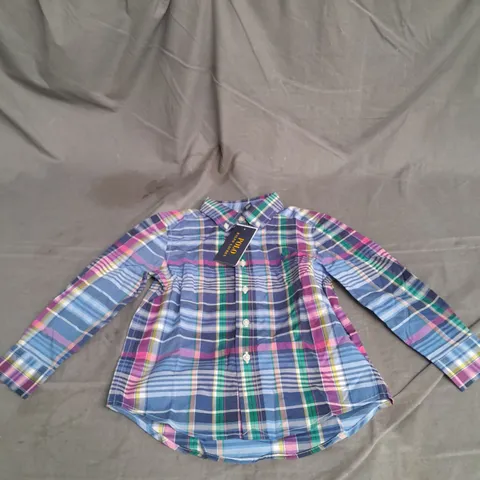 POLO RALPH LAUREN GINGHAM COTTON POPLIN SHIRT IN MULTI SIZE KIDS 4