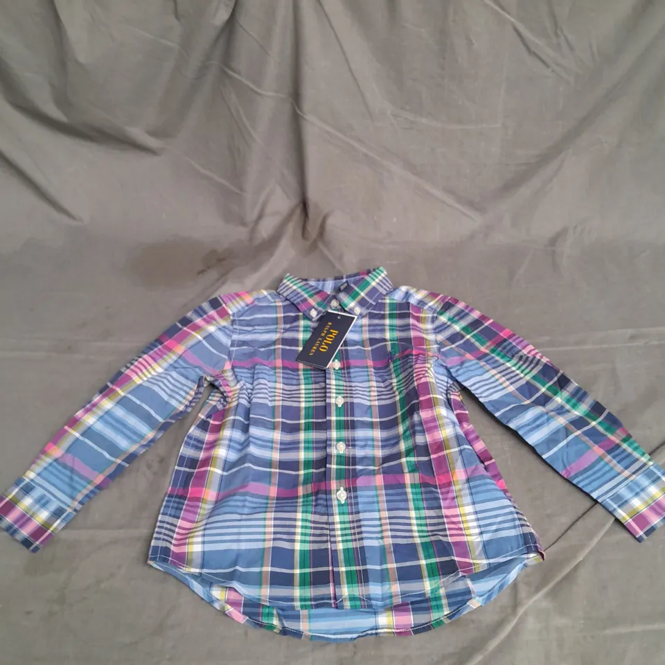 POLO RALPH LAUREN GINGHAM COTTON POPLIN SHIRT IN MULTI SIZE KIDS 4