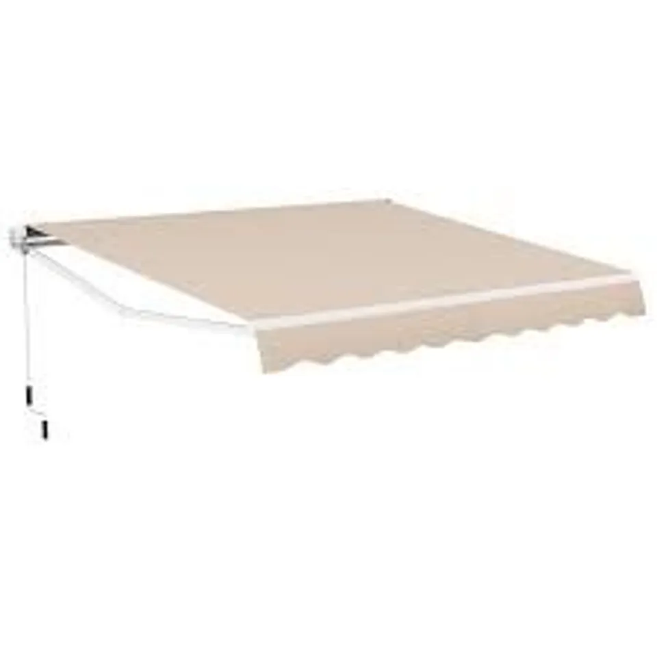 BOXED COSTWAY 3.6 X 3m PATIO AWNING MANUAL GARDEN CANOPY SUN SHADE RETRACTABLE SHELTER OUTDOOR - BEIGE