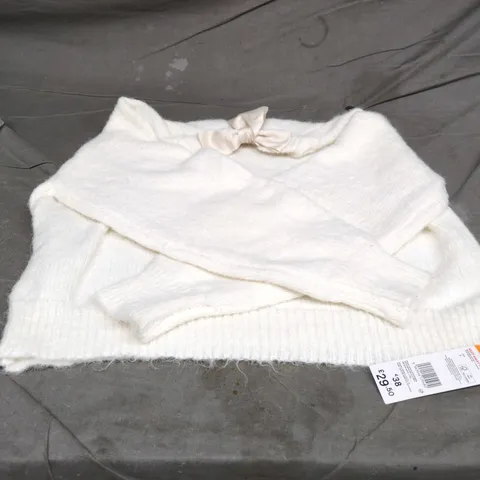 F&F WHITE KNIT CARDIGAN –  SIZE L 