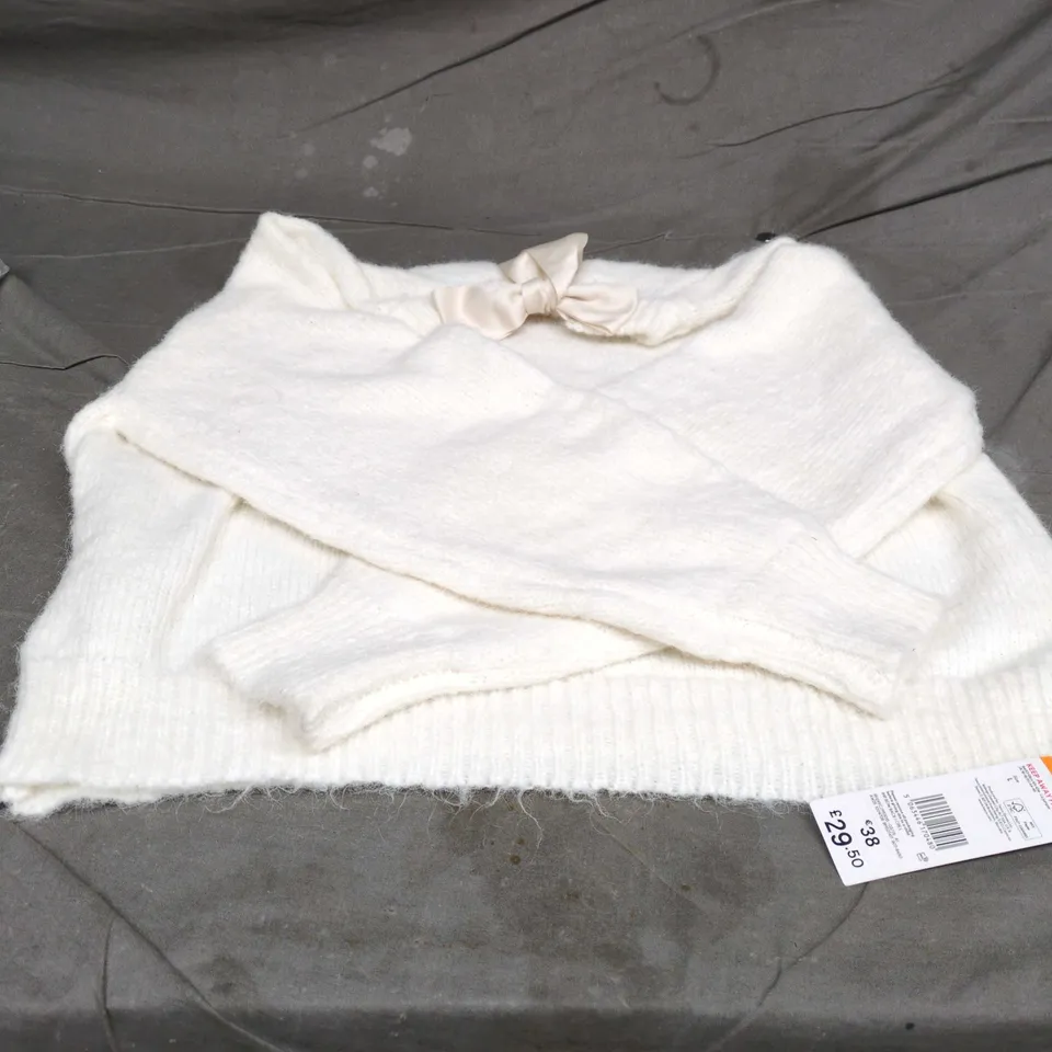 F&F WHITE KNIT CARDIGAN –  SIZE L 