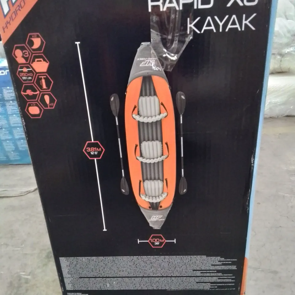 BOXED BESTWAY HYDRO FORCE RAPID X3 PERSON INFLATABLE KAYAK