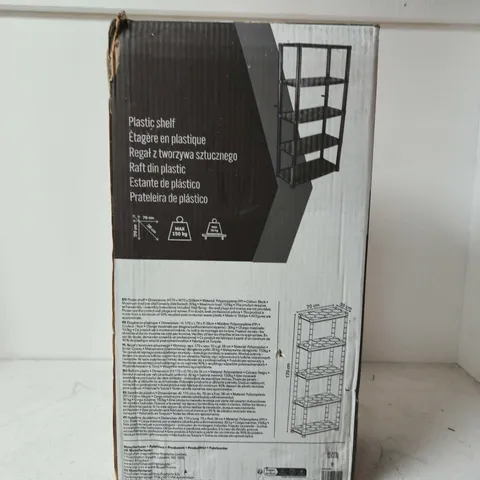 PLASTIC SHELVING UNIT, BOXED, 5-TIER, BLACK 