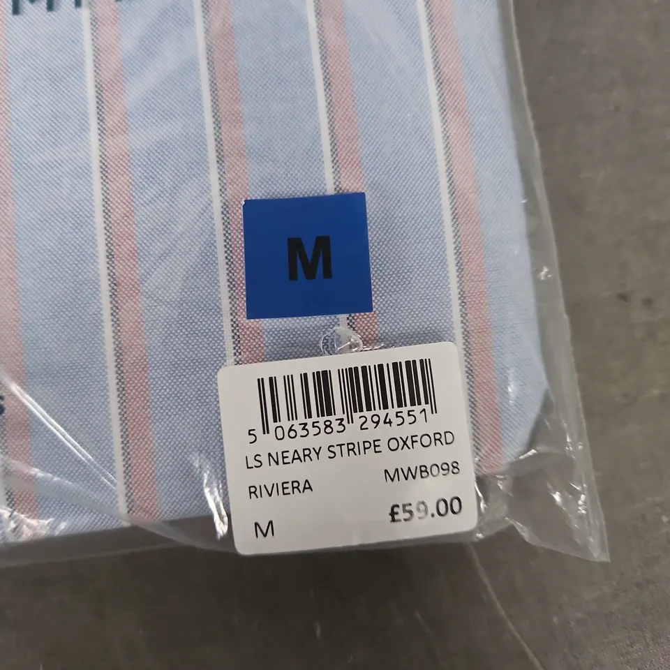 BAGGED CREW CLOTHING COMPANY STRIPED OXFORD SHIRT – MEN'S, SIZE M