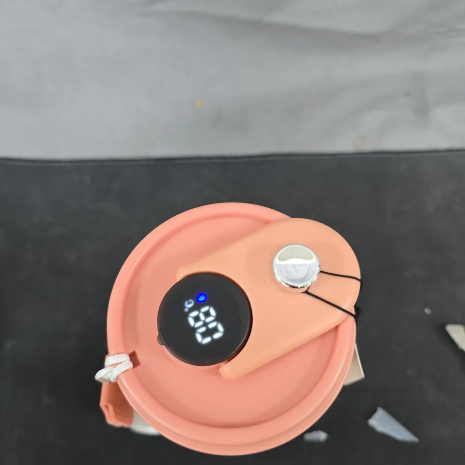 COOK'S ESSENTIALS PINK TRAVEL MUG WITH DIGITAL LID DISPLAY 