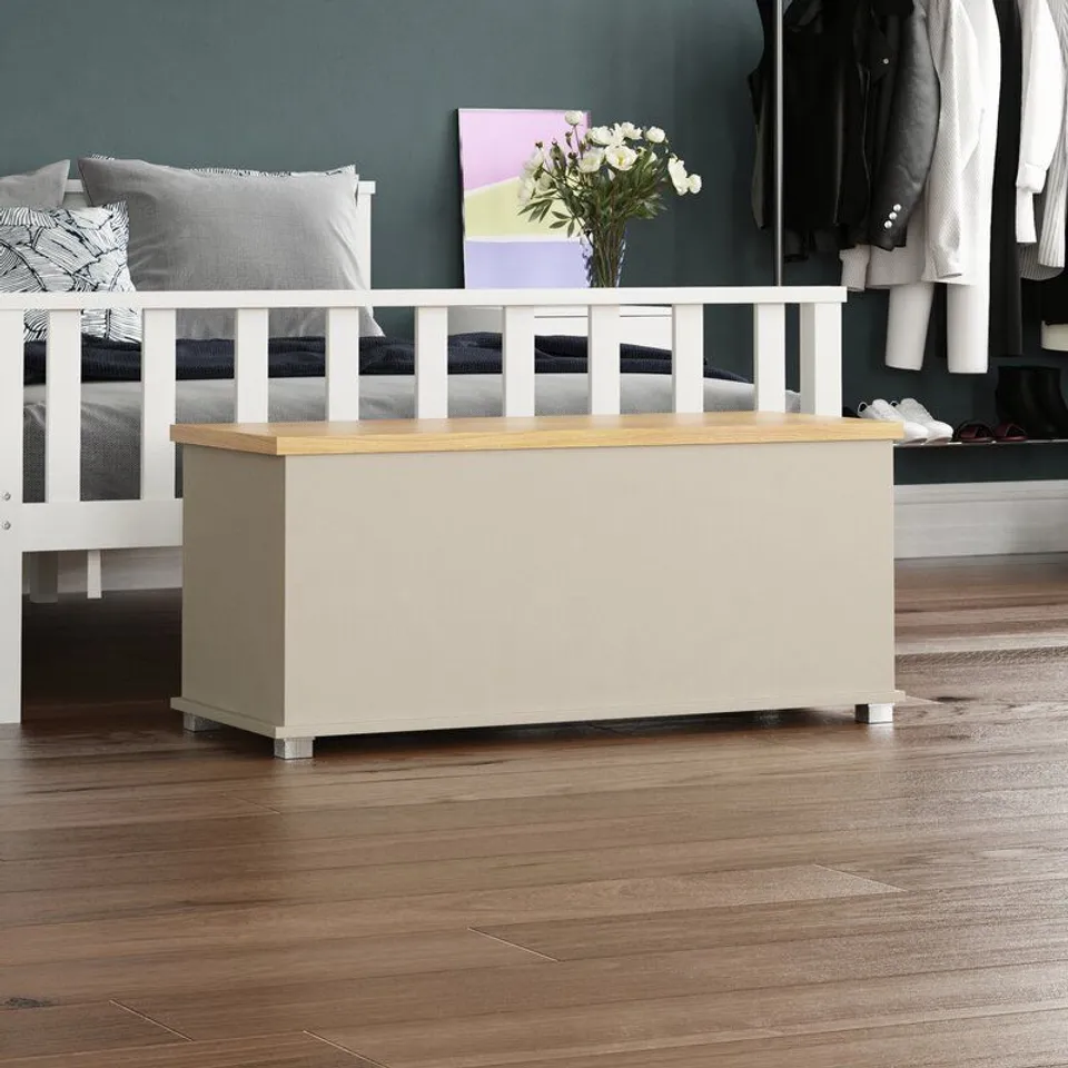 BOXED CASSIDIE STORAGE BENCH W100 X D40 X H47.5CM - GREY (1 BOX)