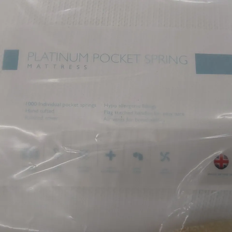 BAGGED PLATINUM 5FT KING SIZED 1000 POCKET HAND TUFTED SPRING MATTRESS 