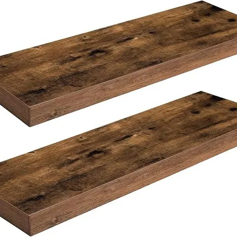 BOXED HOOBRO SET OF 2 FLOATING SHELVES FOR WALL, 23.6",  RUSTIC BROWN